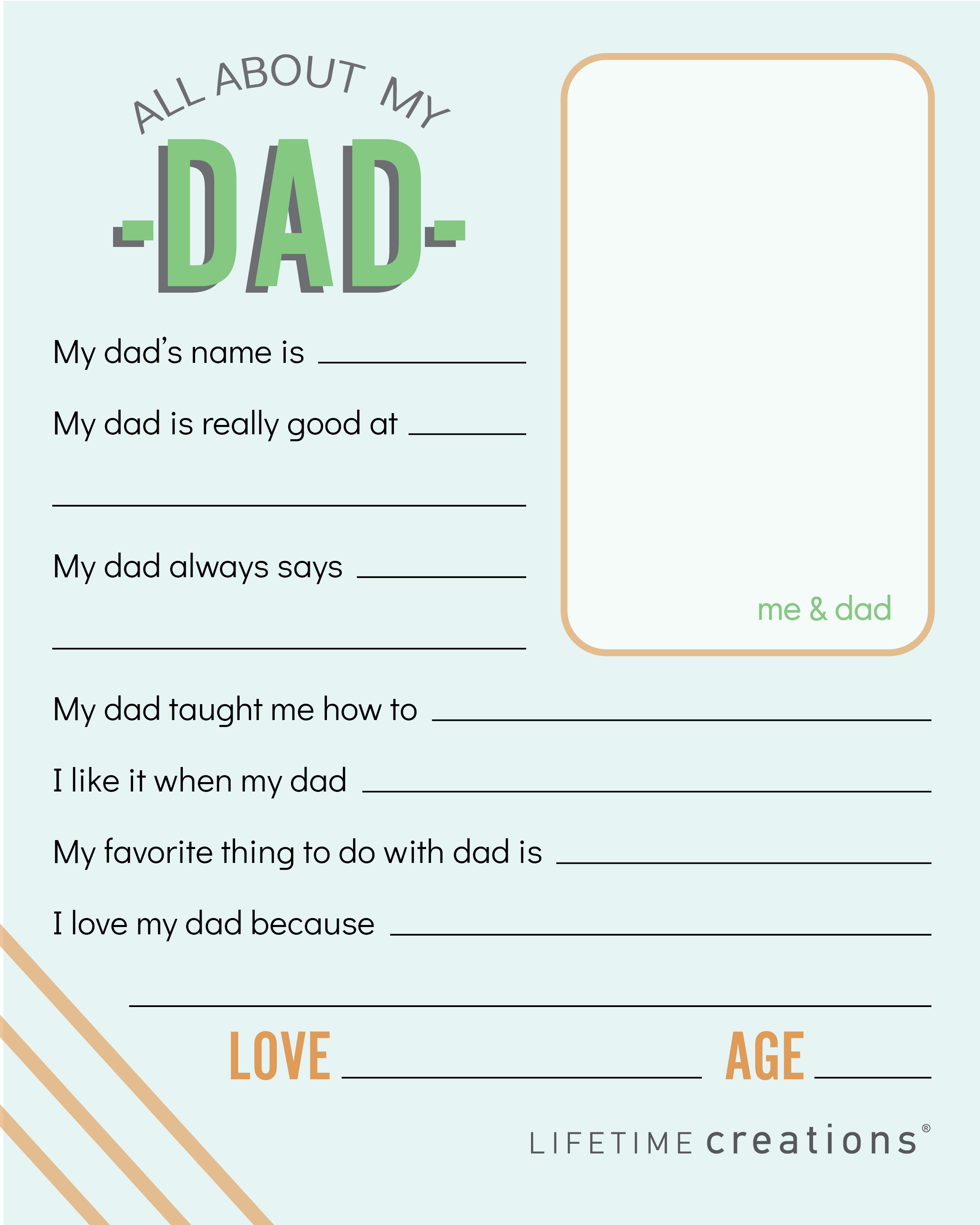 Fathers Day Printable  Fathers day questionnaire, Father's day